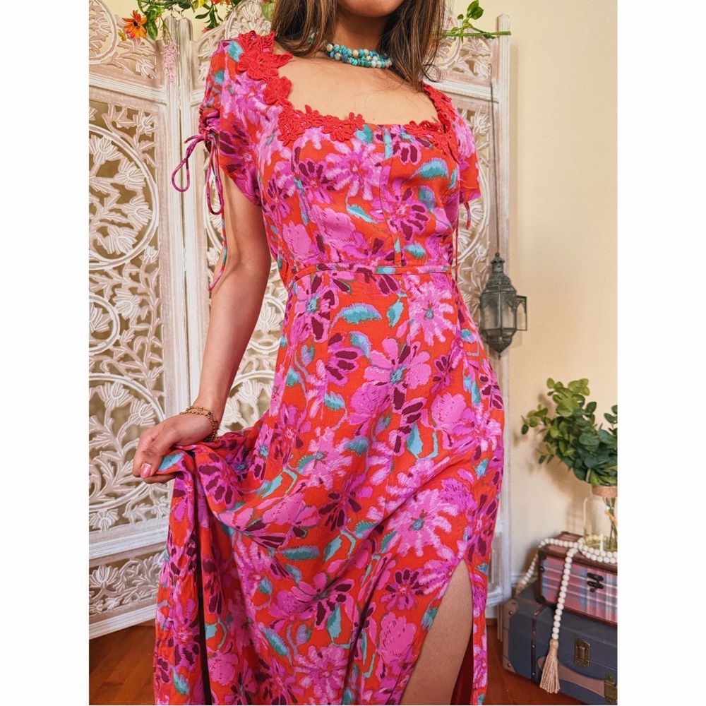 Free People Pippa Midi Dress (Strawberry Fields Combo)